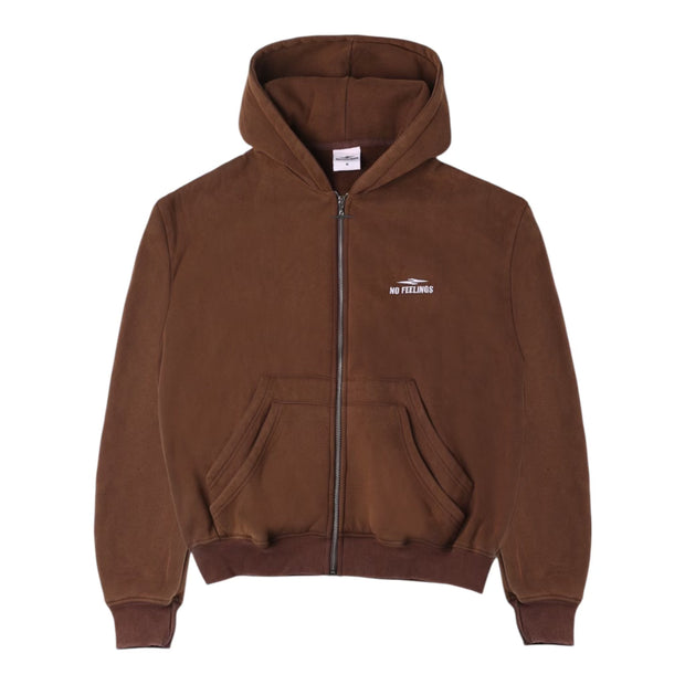 No Feelings Brown 4PF Zip Up Hoodie