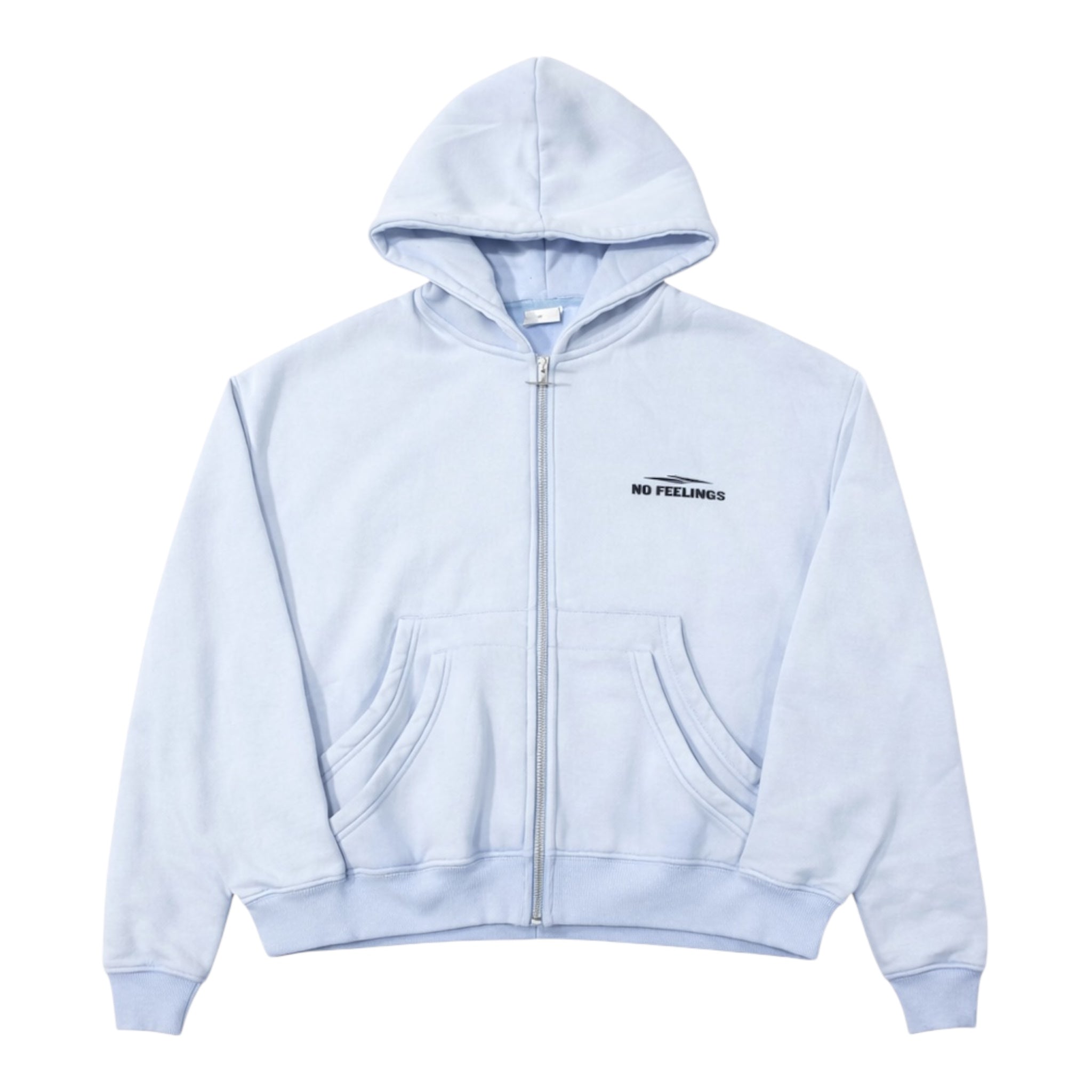 No Feelings Powder Blue 4PF Zip Up Hoodie