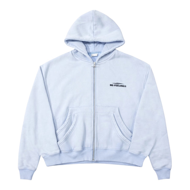 No Feelings Powder Blue 4PF Zip Up Hoodie