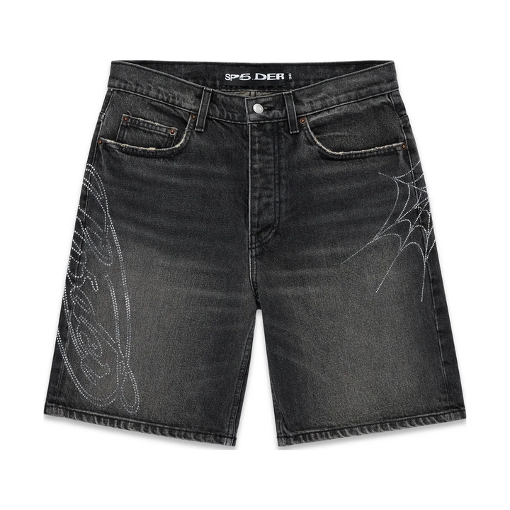 SP5DER Web Script Denim Shorts