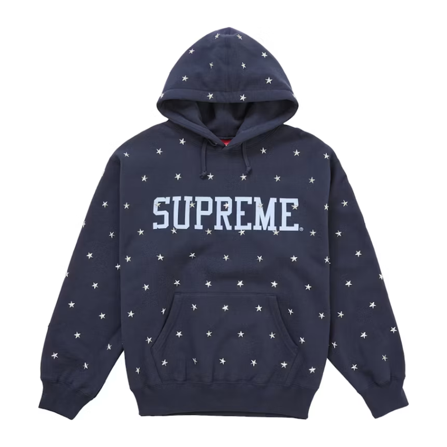 Supreme Stars Studded Hooded Sweatshirt Navy