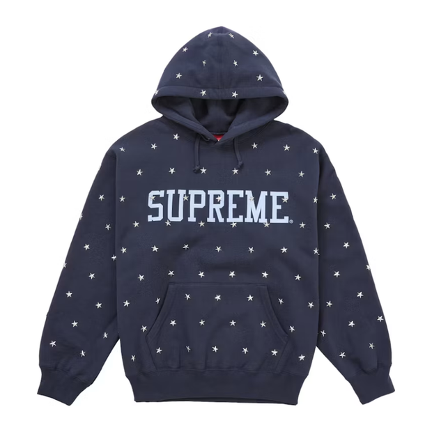 Supreme Stars Studded Hooded Sweatshirt Navy