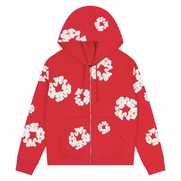 Denim Tears Cotton Wreath Zip Hoodie Red