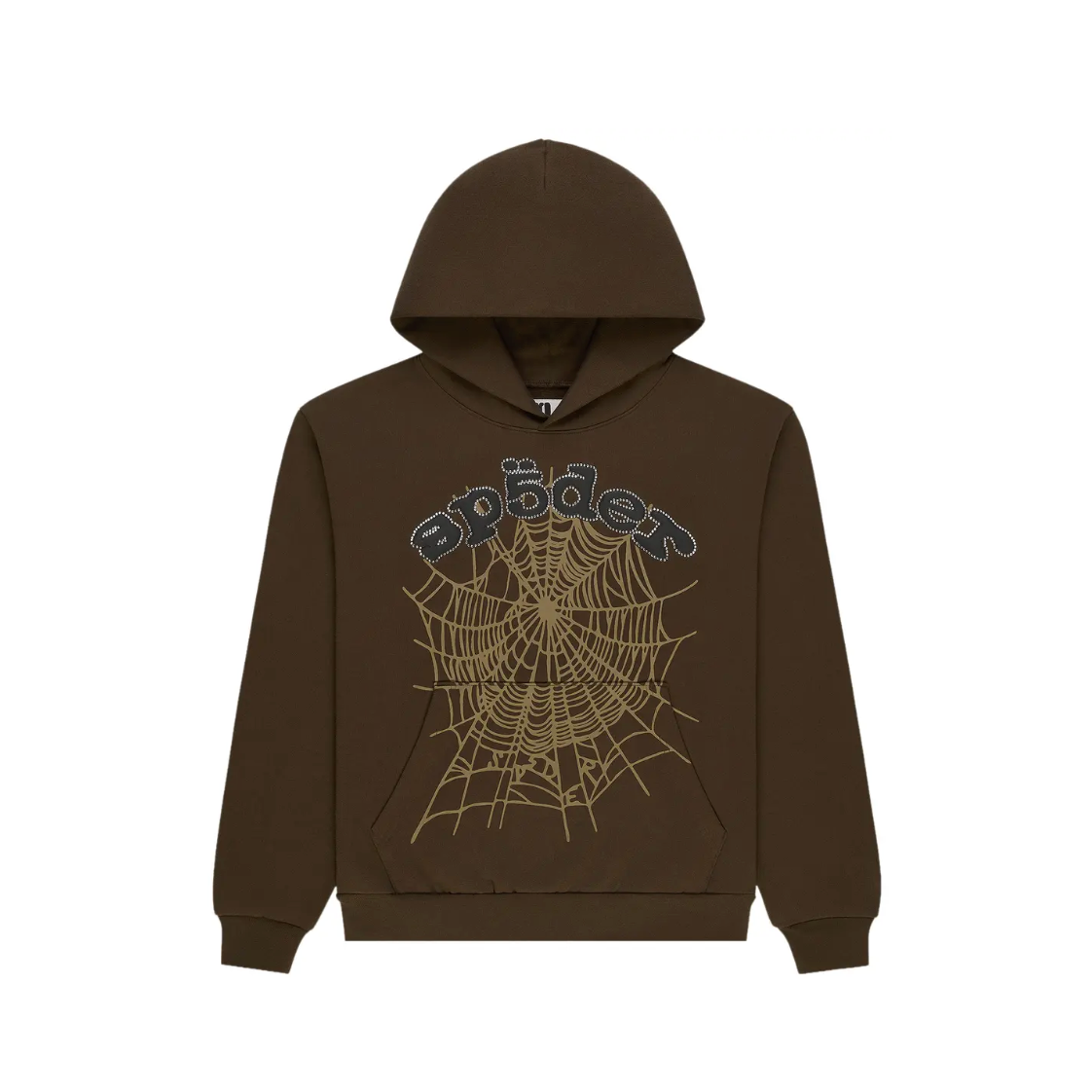SP5DER OG Web Rhinestone Hoodie Brown