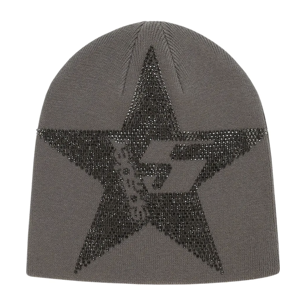 SP5DER Big 5 Star Rhinestone Skully Grey