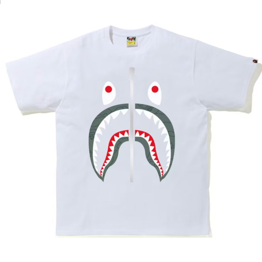 Bape 1st Line White Camo Shark Tee