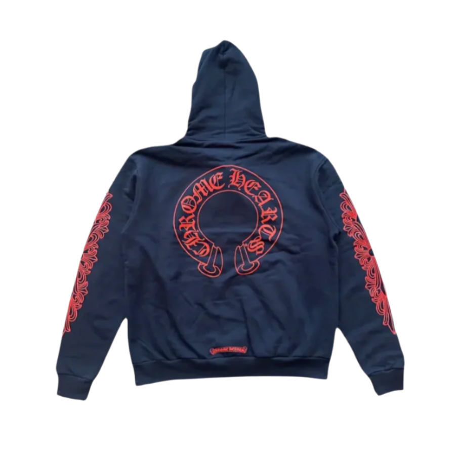 Chrome Hearts Las Vegas Horseshoe Navy Red Hoodie