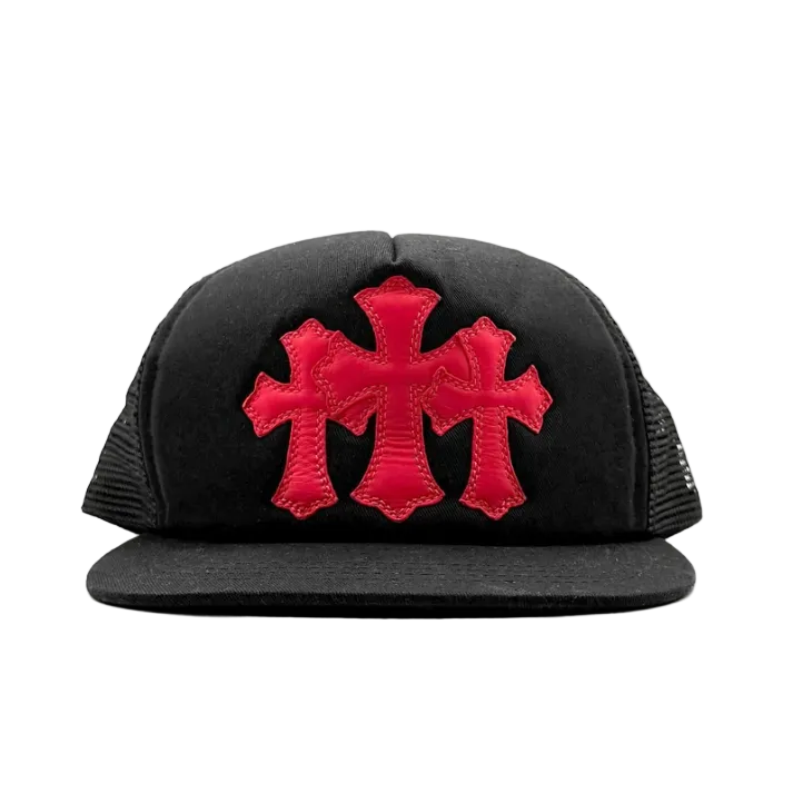 Chrome Hearts Red Triple Patch Trucker Hat