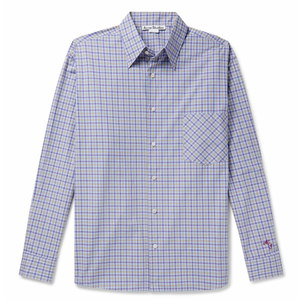 Acne Studios Sandrok Checkered Cotton-Poplin Shirt Blue