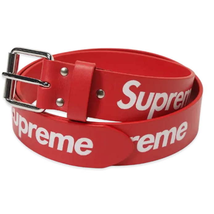 Supreme Repeat Leather Belt Red