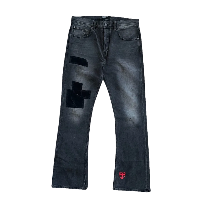 Enfants Riches Deprimes Patch Work Slim Flared Distressed Jeans