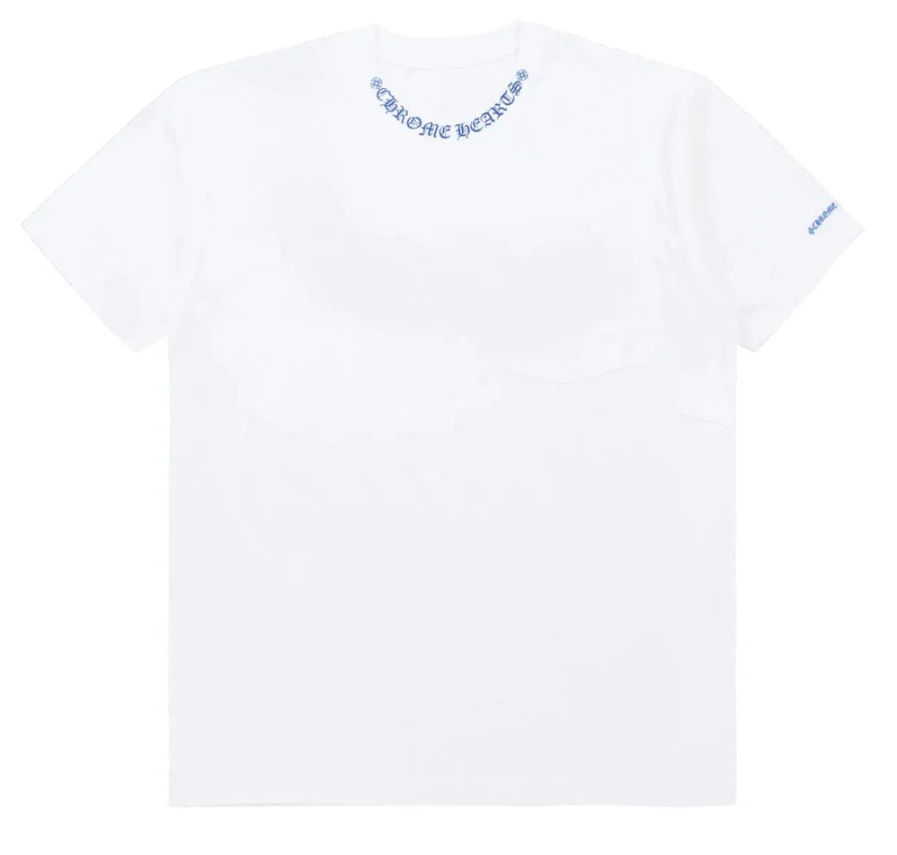 Chrome Hearts White/Blue Neck Logo Tee