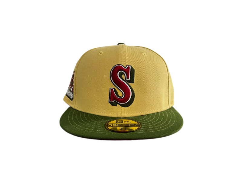 Seattle Mariners 30th Anniversary Patch Olive Green Maroon Fitted