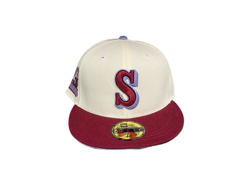 Seattle Mariners 30th Anniversary Patch Cream Maroon Violet Fitted