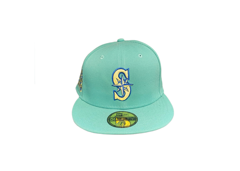 Seattle Mariners 20th Anniversary Patch Teal Yellow Fitted