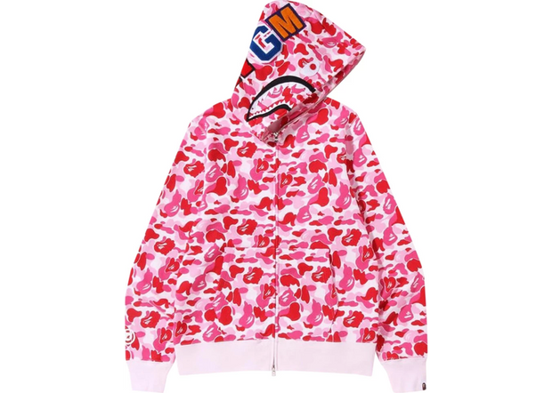 Bape Pink Camo Shark Zip Up Hoodie